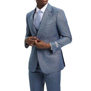 Ocean Blue Double Breasted Vest 3 Piece Stacy Adams Men's Suit